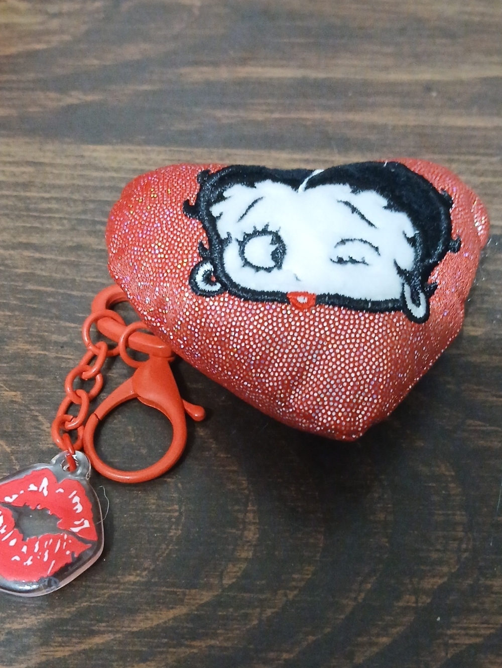 Betty Boop Red Heart Key/Bag Holder with Lip Charm